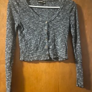 Gray Long Sleeve Knit Top